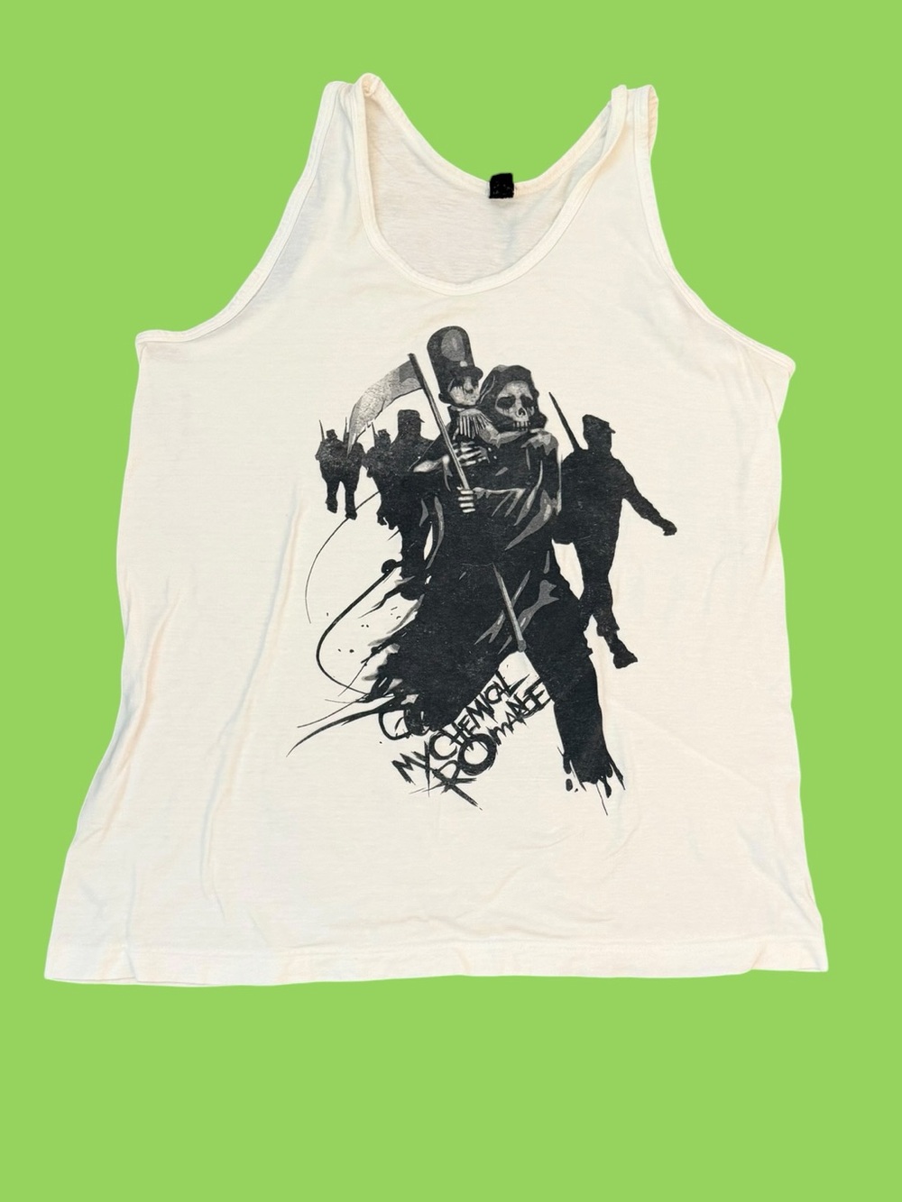 Vintage My Chemical Romance Reaper White Tank Top RARE Size Medium